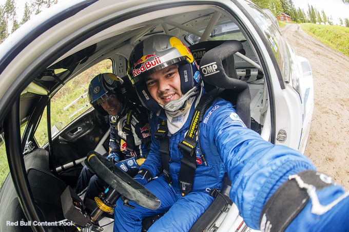 Jari-Matti Latvala (FIN) , Airat Mardeev (RUS) pose for portrait during Ouninpohja Jump 2016 in Ounipohja on August 1, 2016 // Jaanus Ree/Red Bull Content Pool // P-20160809-00625 // Usage for editorial use only // Please go to www.redbullcontentpool.com for further information. //