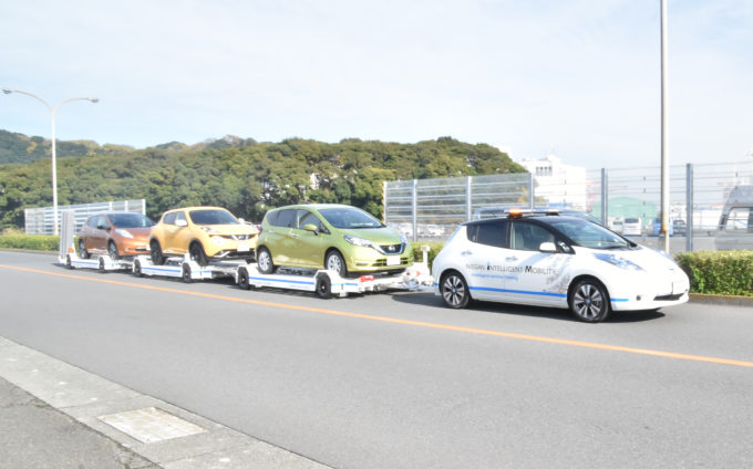 【日産追浜工場で実用化】無人のリーフが完成車を運ぶ！