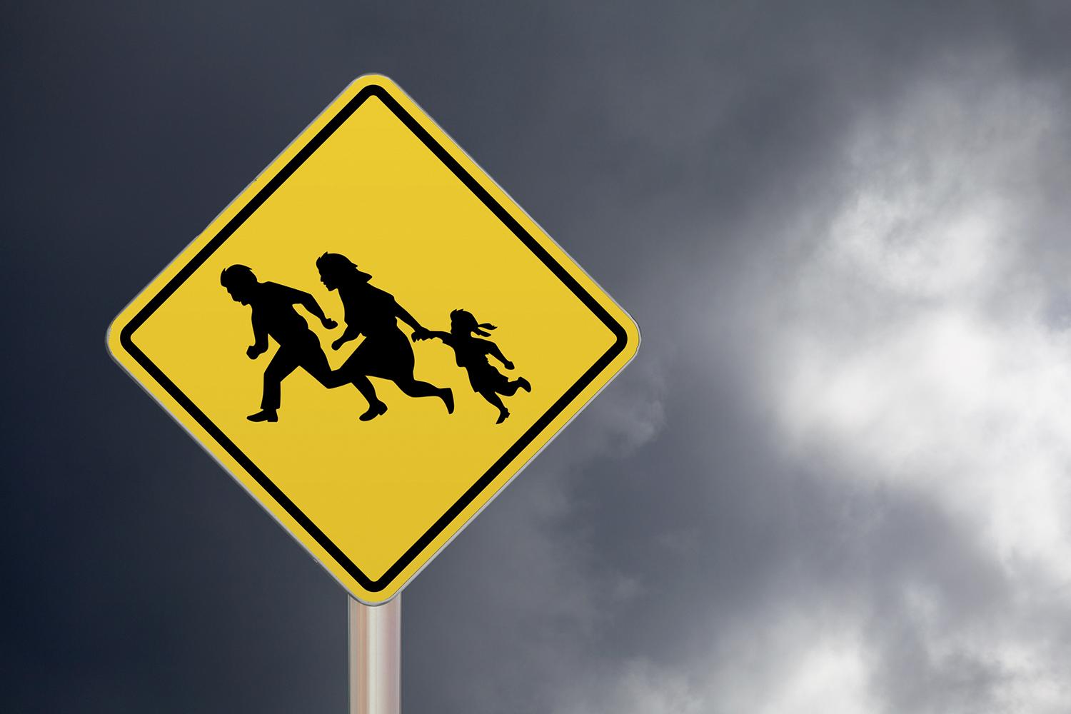不法移民に注意の標識