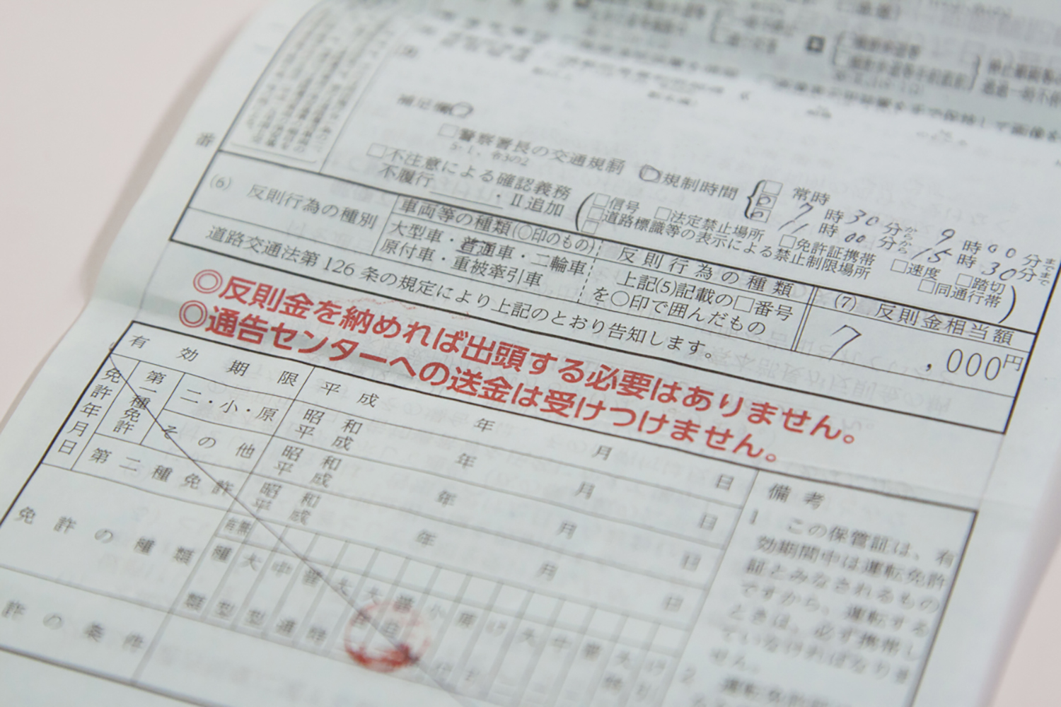 交通違反で切られる青切符のイメージ 〜 画像4