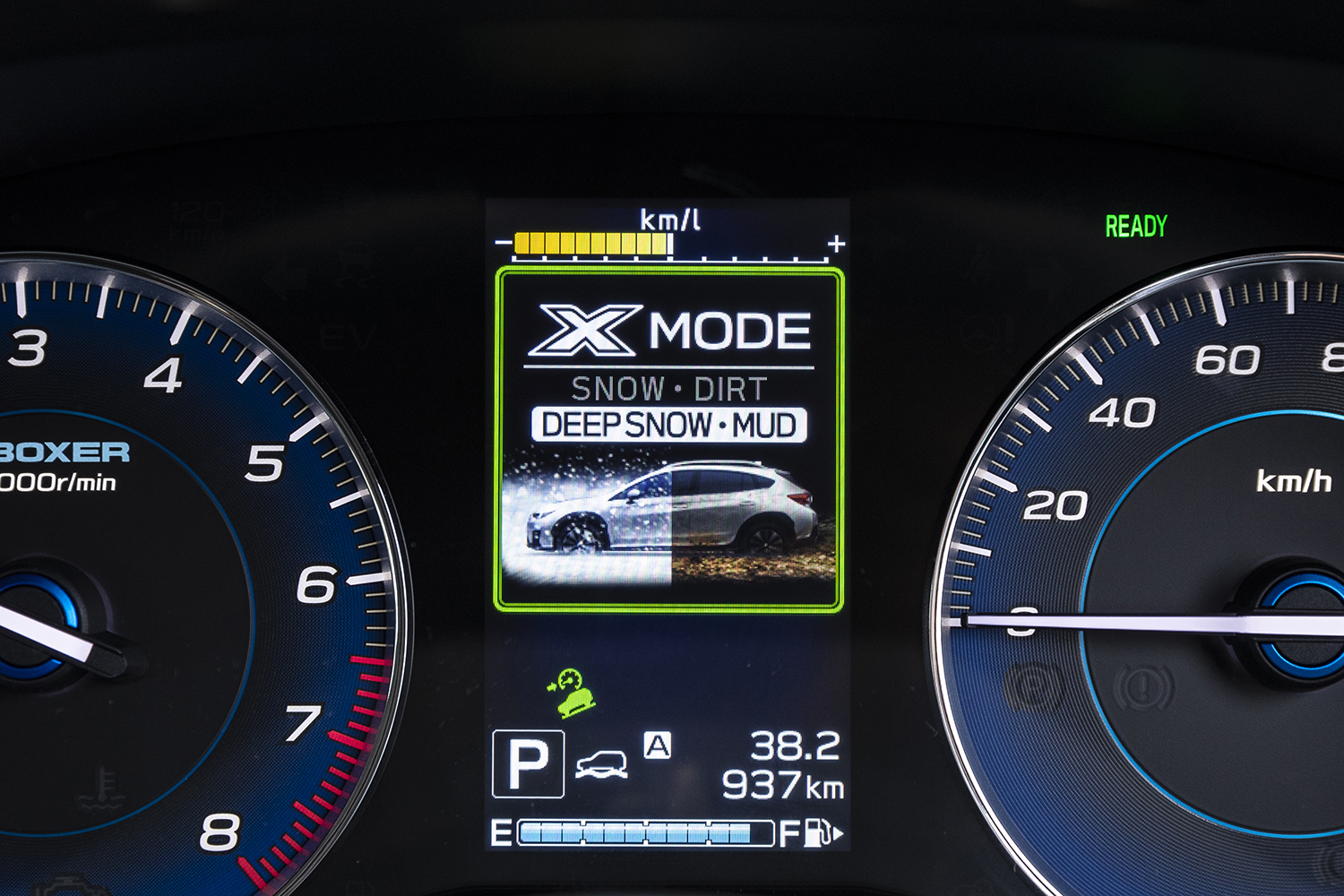 スバル・XVの「Xモード」の作動表示