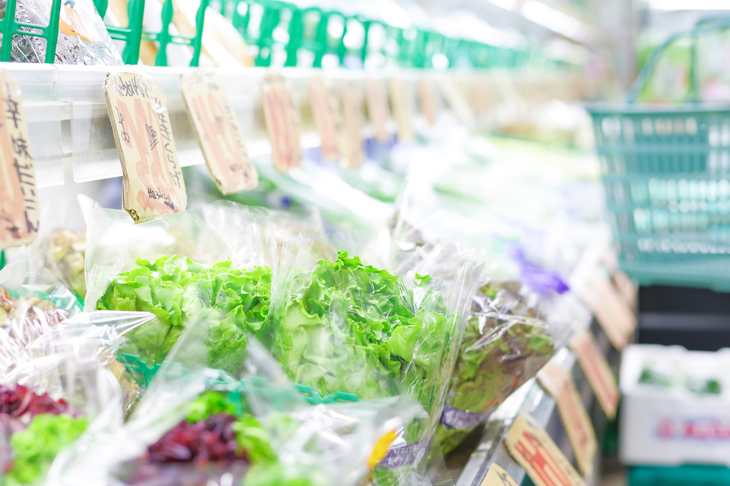 スーパーマーケットの野菜売り場