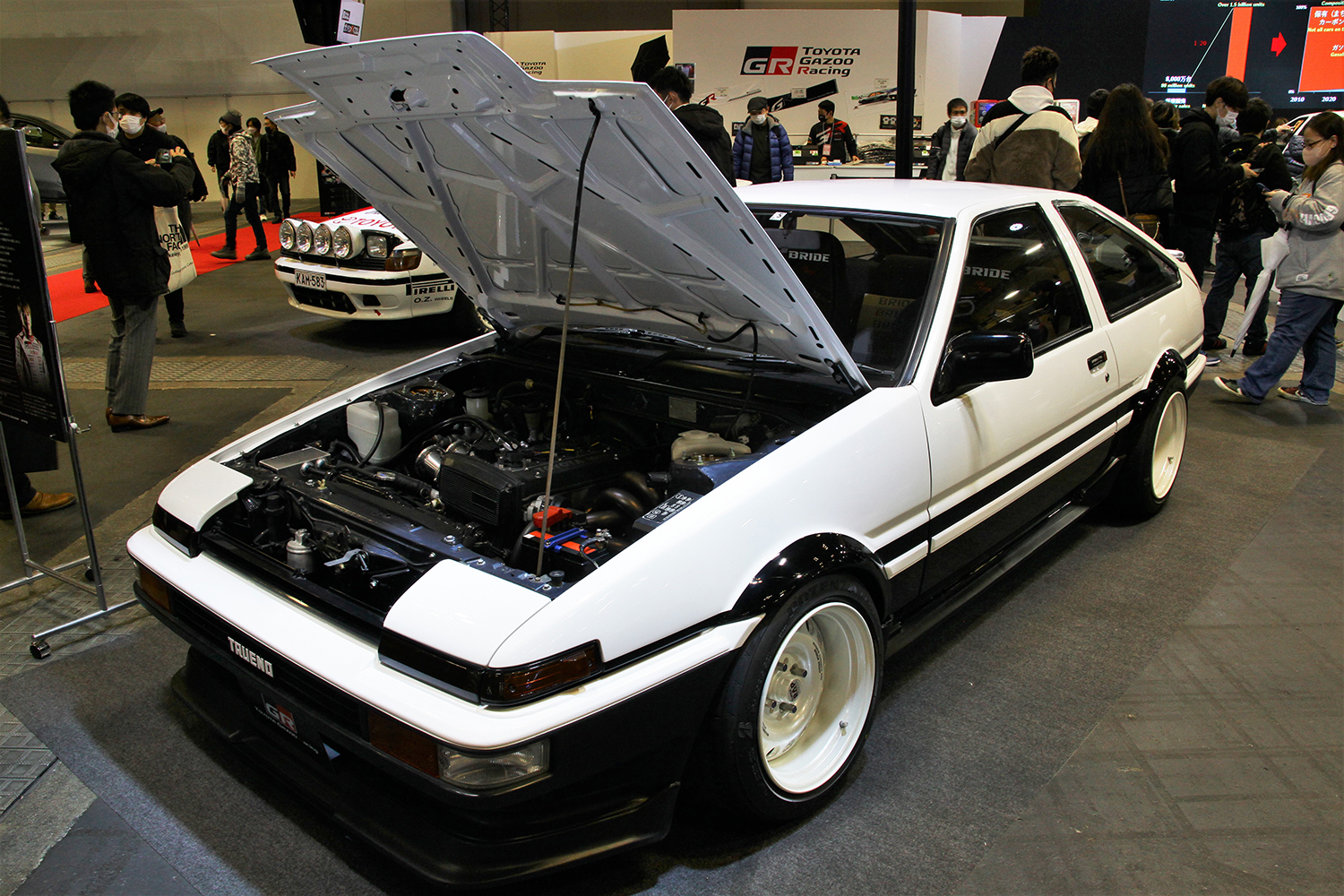 大阪オートメッセ2023のTOYOTA GAZOO Racingブースに展示される3台のAE86 〜 画像1