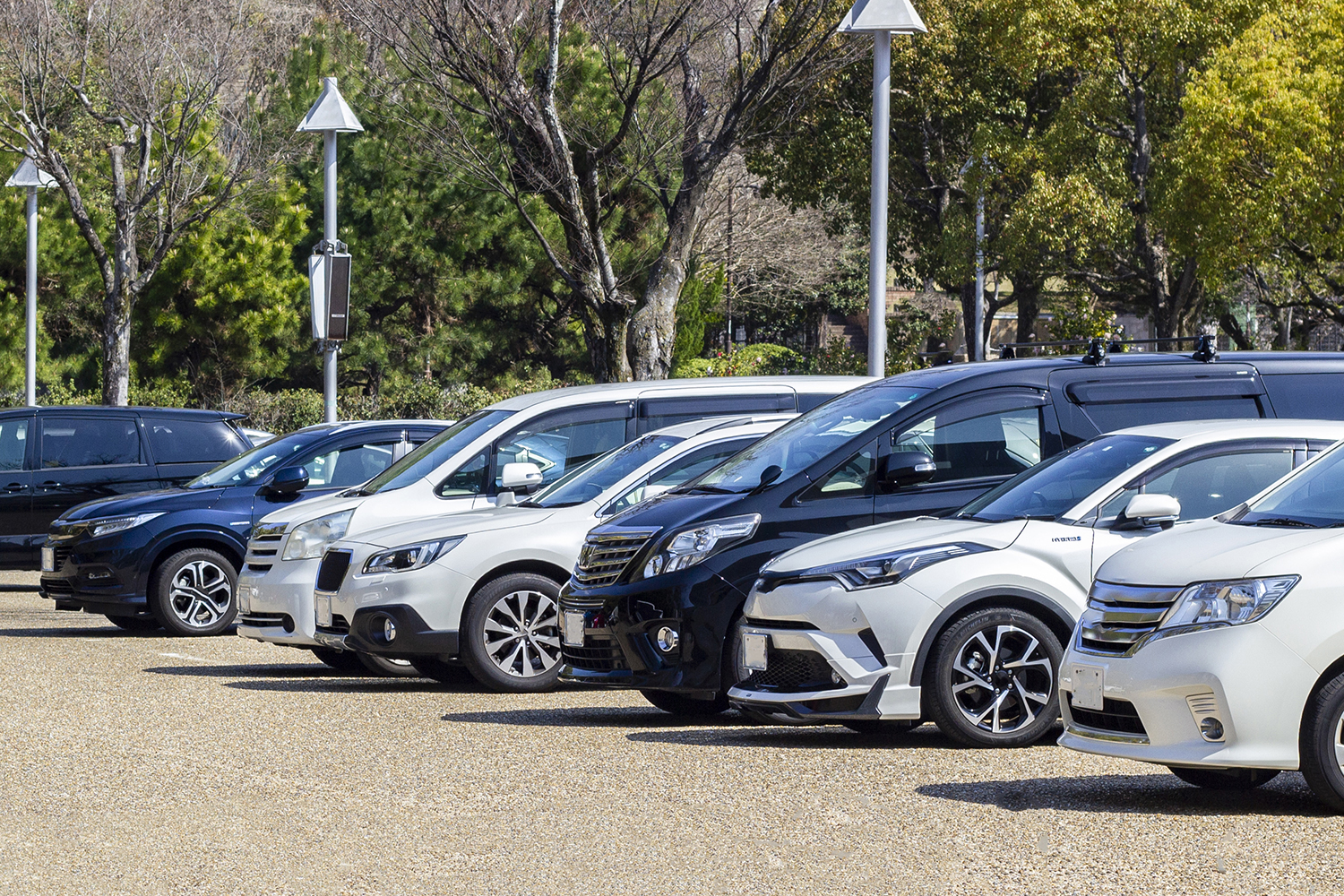 整然と前向き駐車されたクルマが並ぶ駐車場 〜 画像4