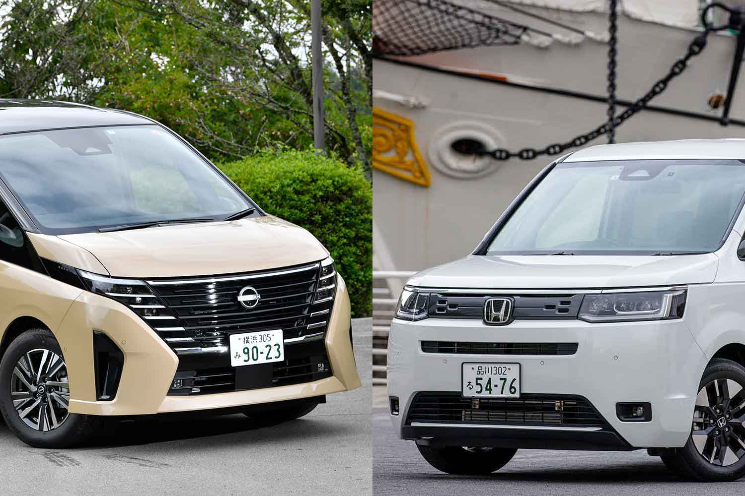 日産セレナ e-POWERとホンダ・ステップワゴンのフロント 〜 画像4