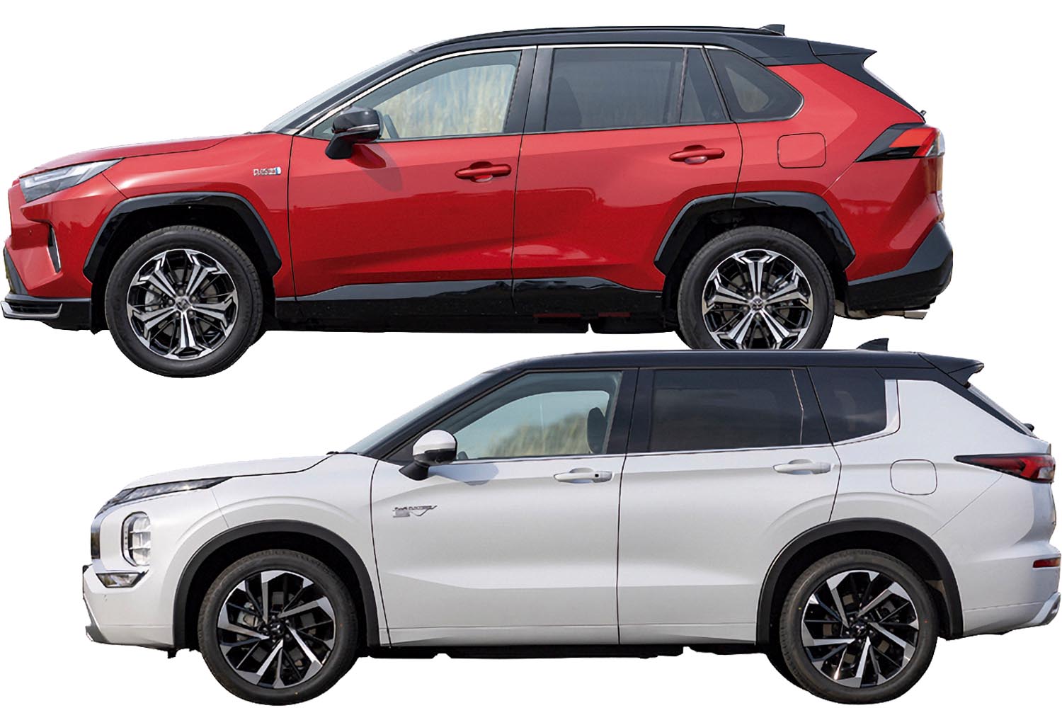 RAV4PHEV、アウトランダーPHEVのサイドビュー