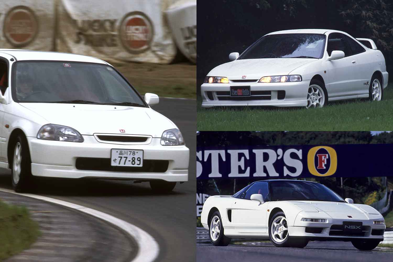 ホンダのタイプR（EK9、DC2、NA1）の3台