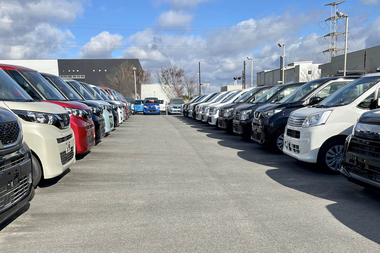 中古車販売店の屋外展示場のイメージ写真