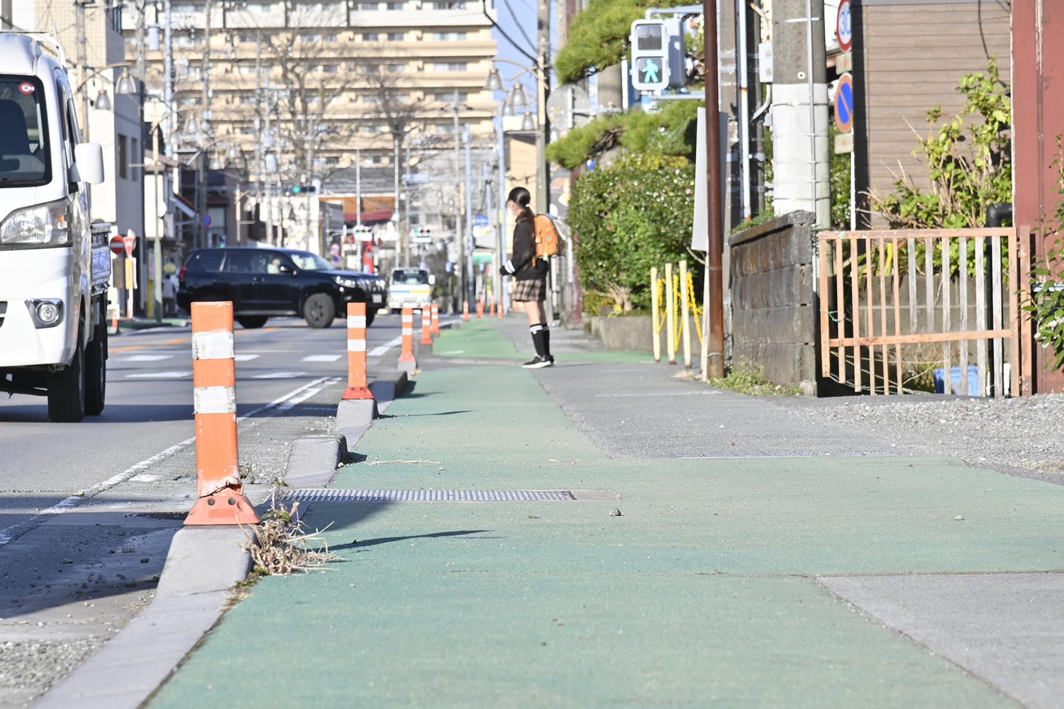 歩道がしっかりと整備されたあんしん歩行エリア