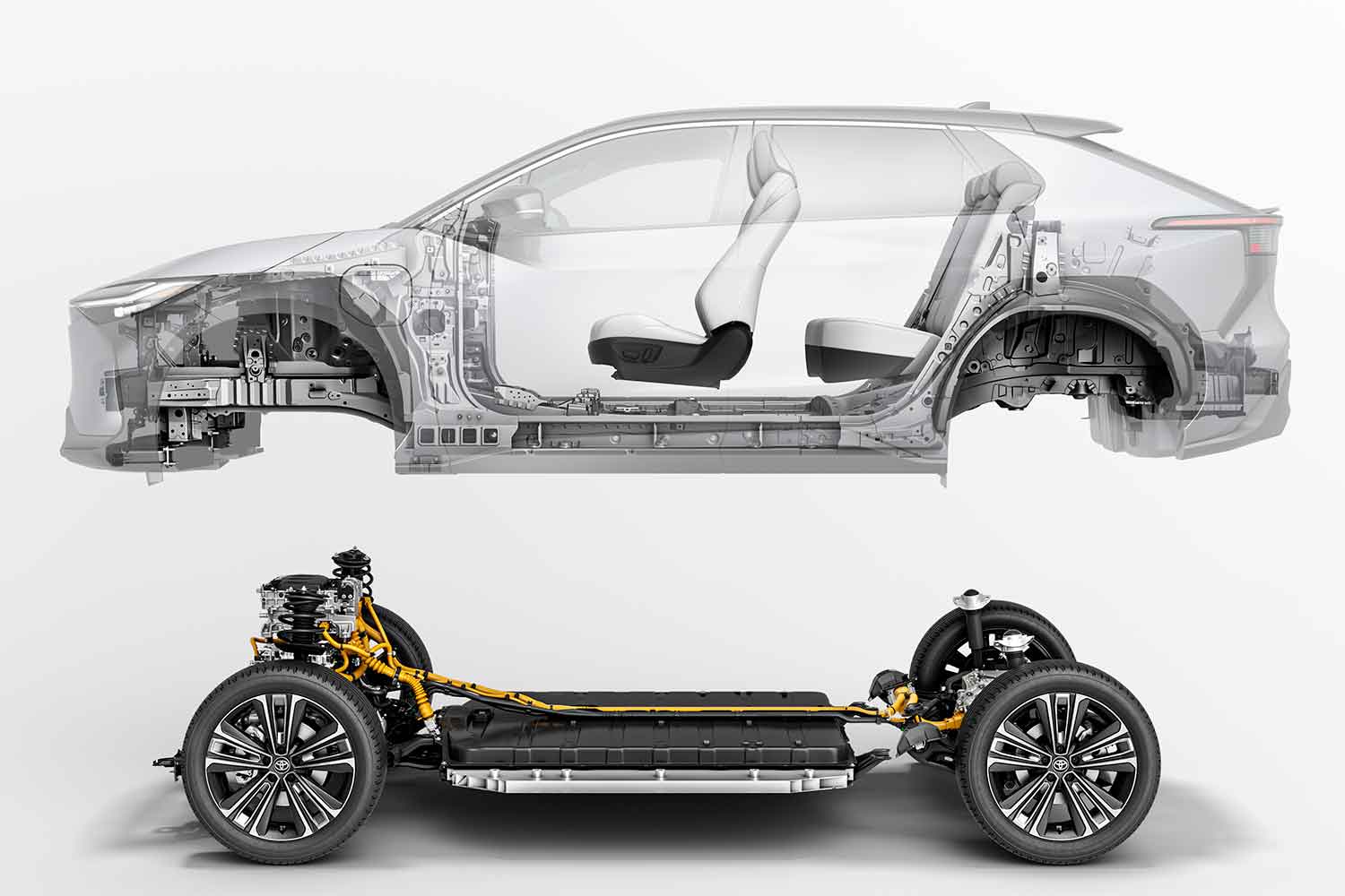 トヨタbZ4Xのボディとバッテリーシステム