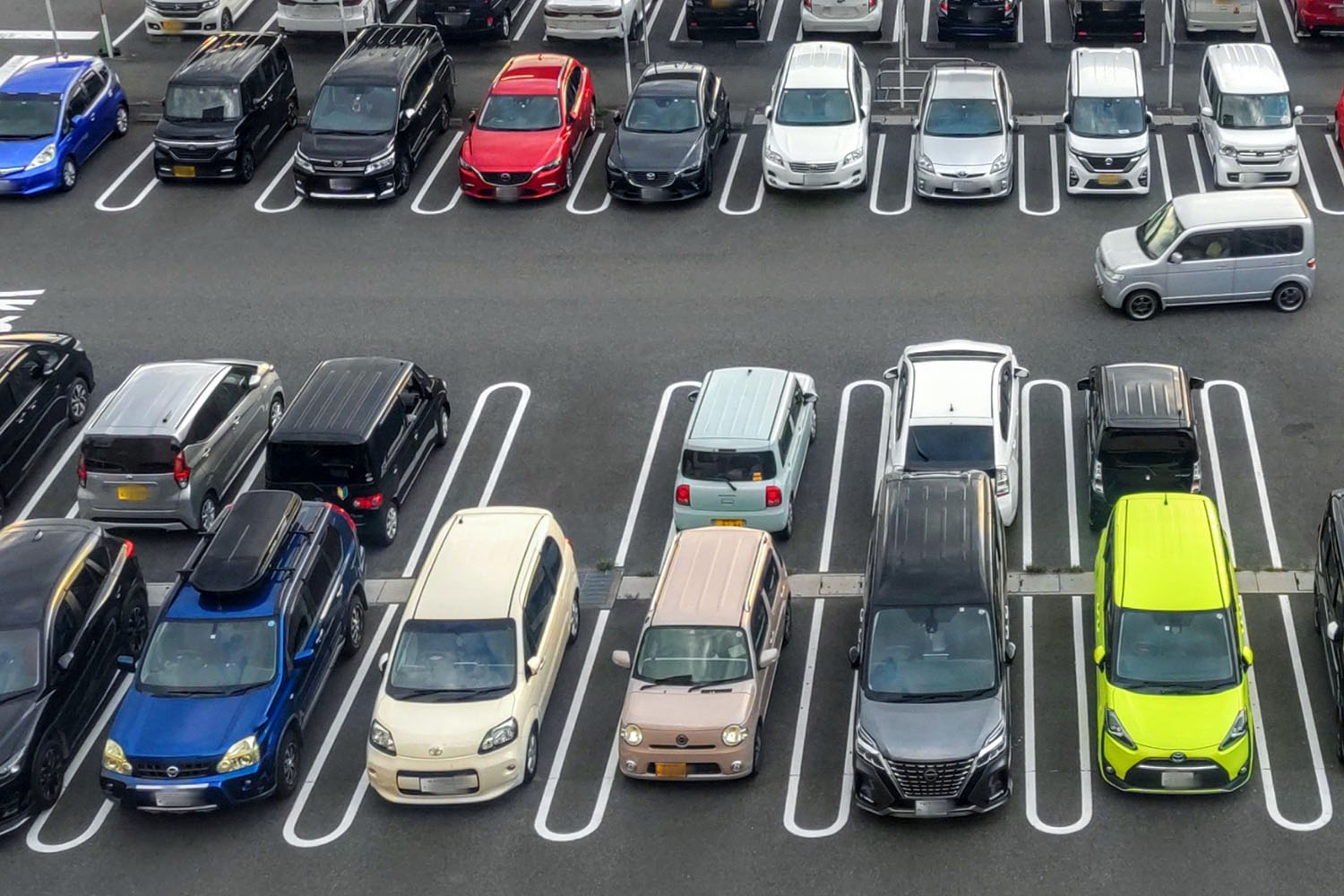 混んでいる駐車場