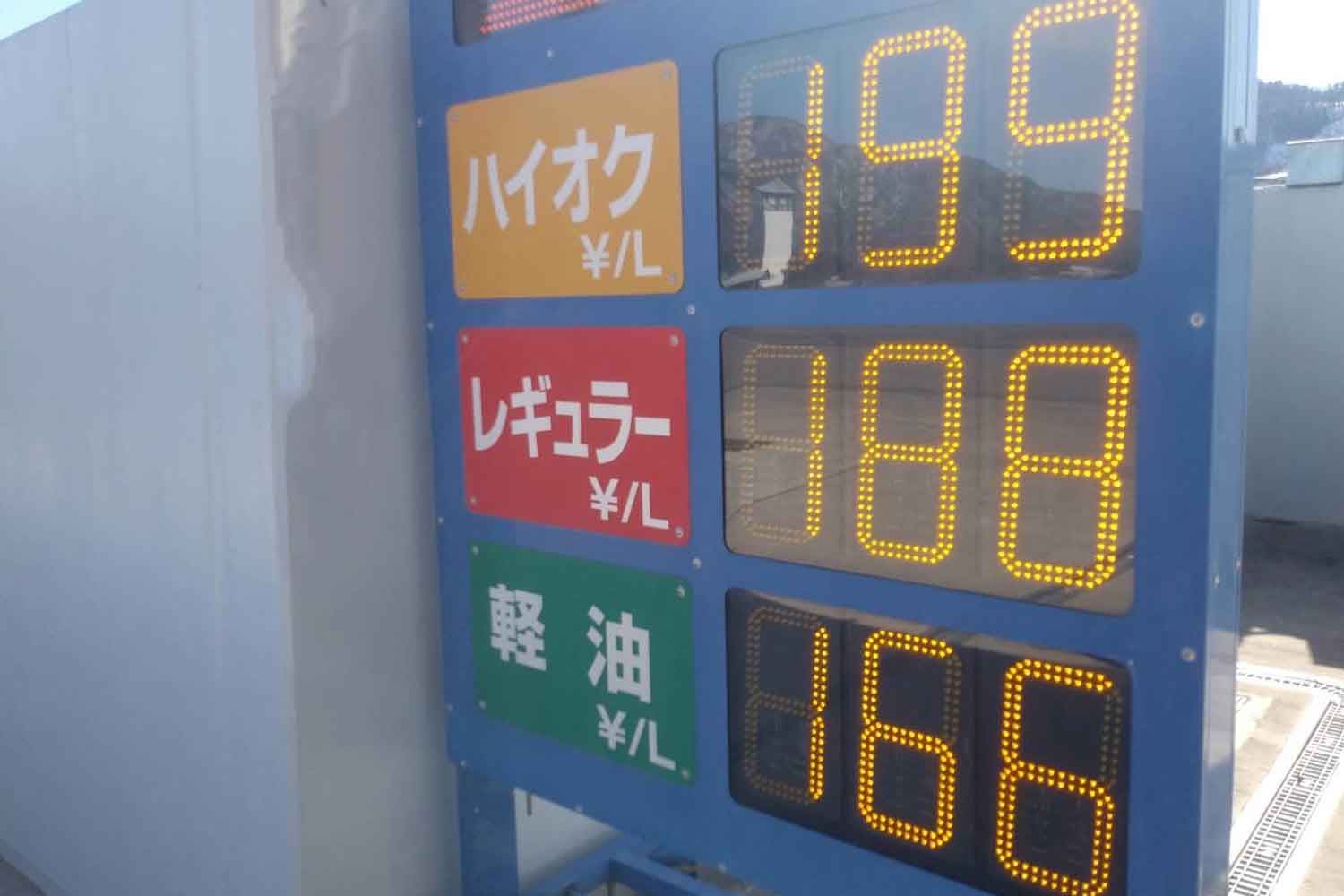 ガソリンスタンドの価格表示