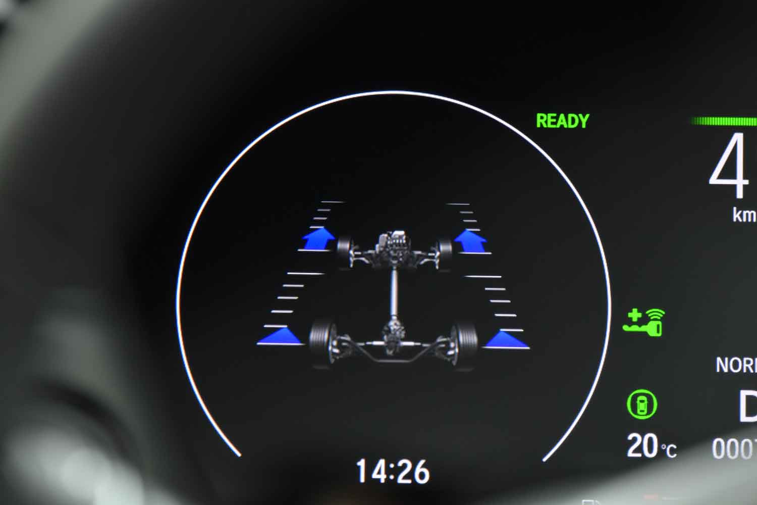ホンダ・ヴェゼル（2代目、MC後）のAWDシステムのメーターパネルの表示