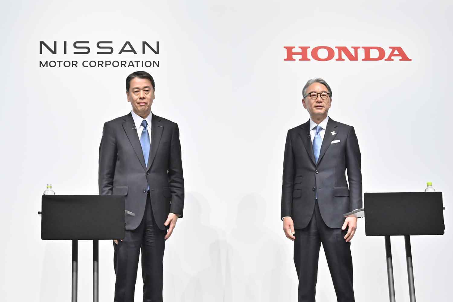 日産とホンダの戦略的パートナーシップの記者会見の様子