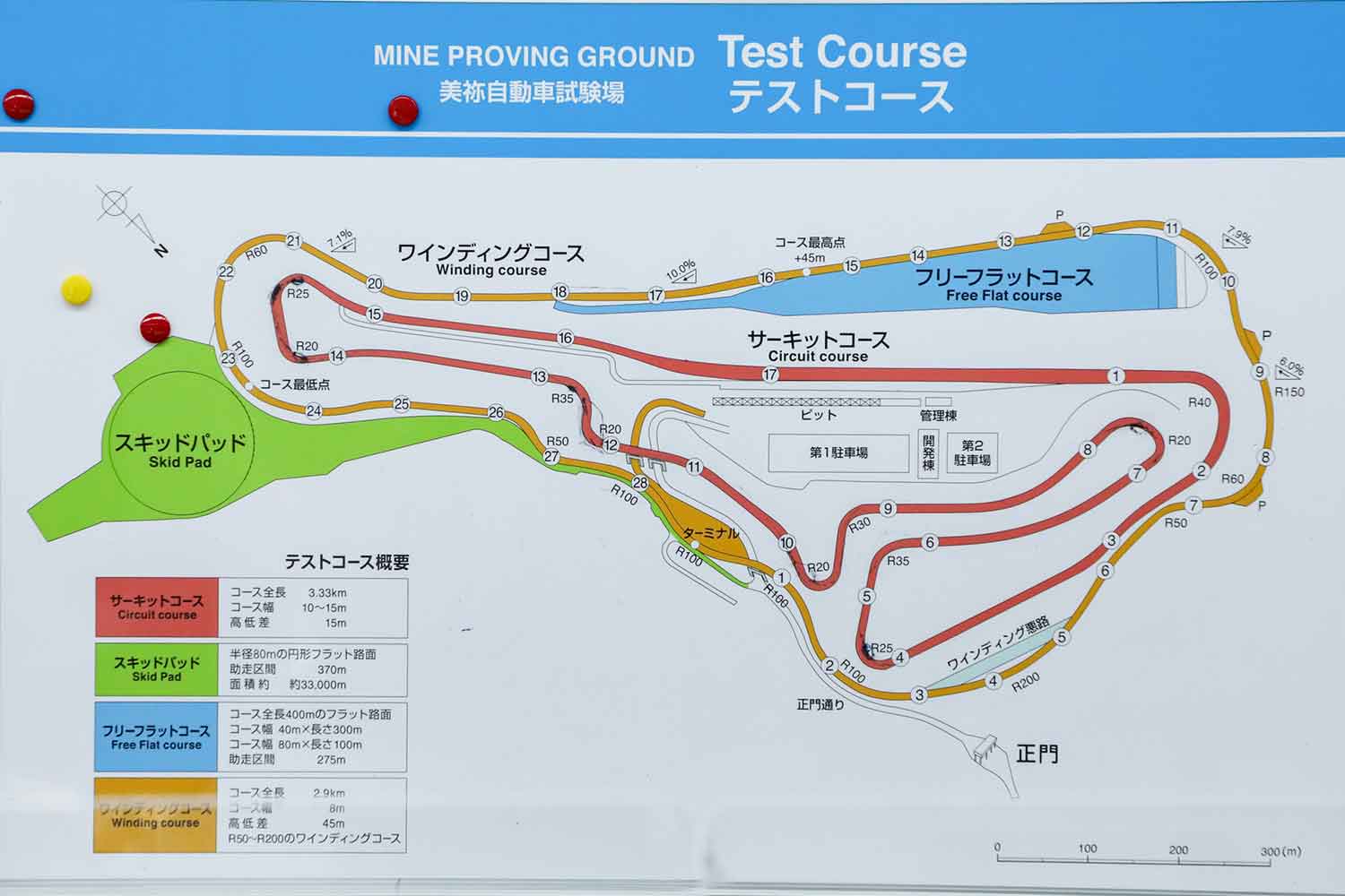 「美祢自動車試験場」のコース図