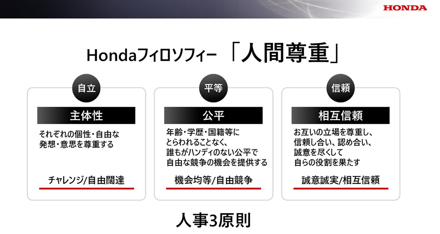 Hondaフィロソフィーにおける人事の3原則