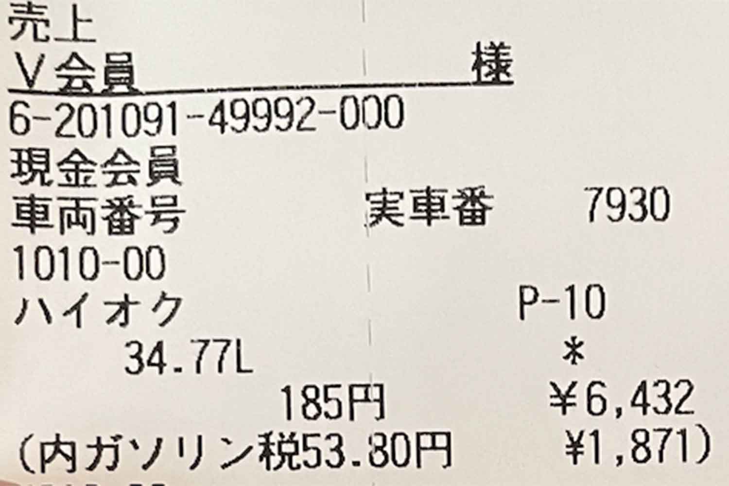 ガソリンスタンドのレシートのガソリン代の内訳 〜 画像5