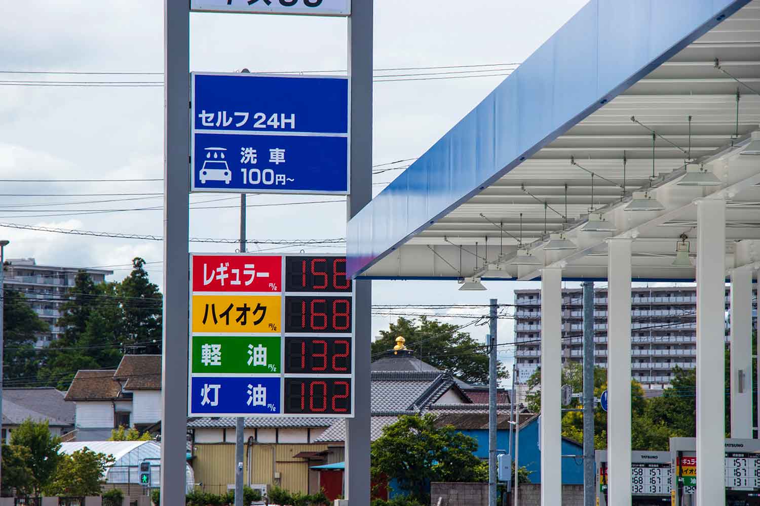 セルフ式ガソリンスタンドの値段表示