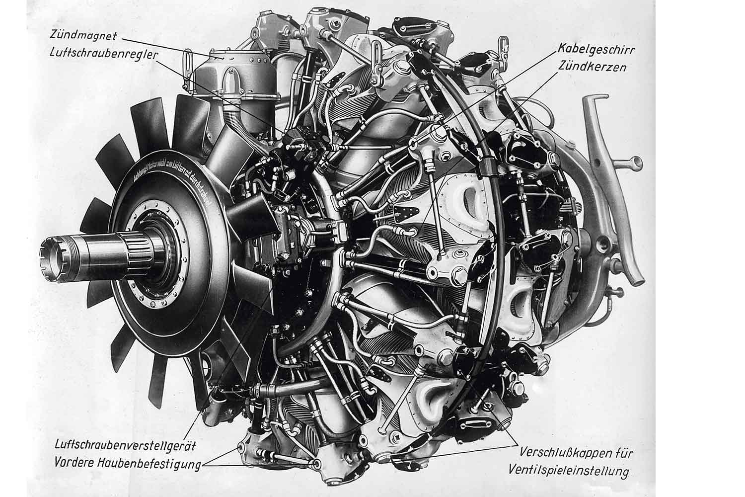 BMW801型 星型14気筒エンジンのイラスト構造図