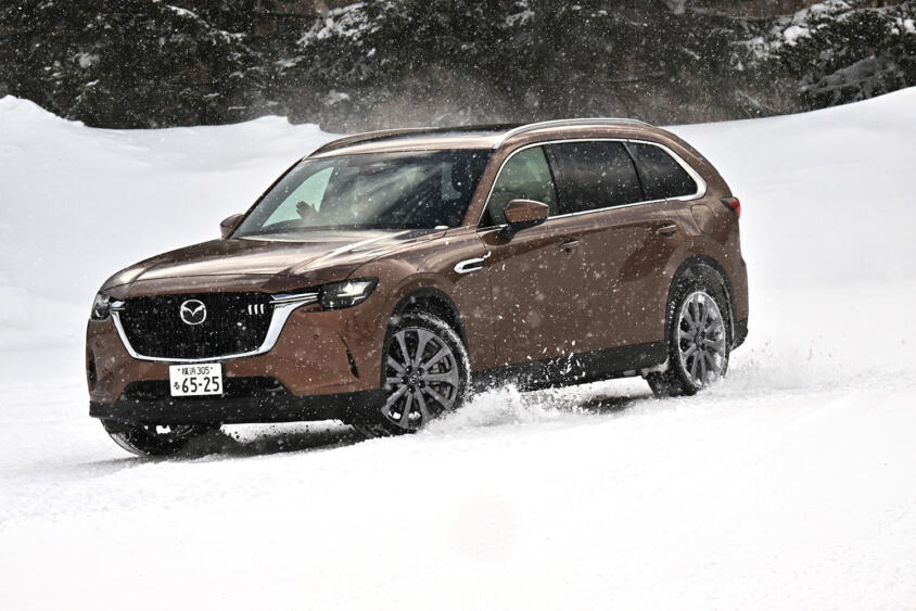 【試乗】雪道だったらロードスターより速い！　２トン超えの大型SUV「CX-80」を雪上で限界走行した!!