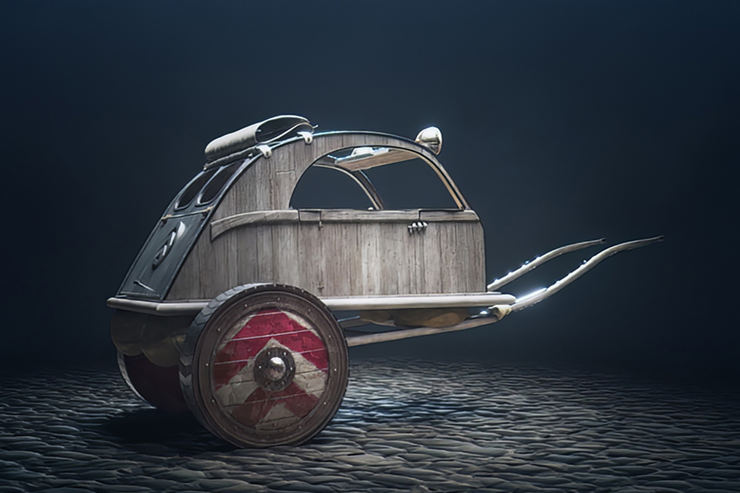 チャリオット化されたシトロエン2CVのリヤスタイリング