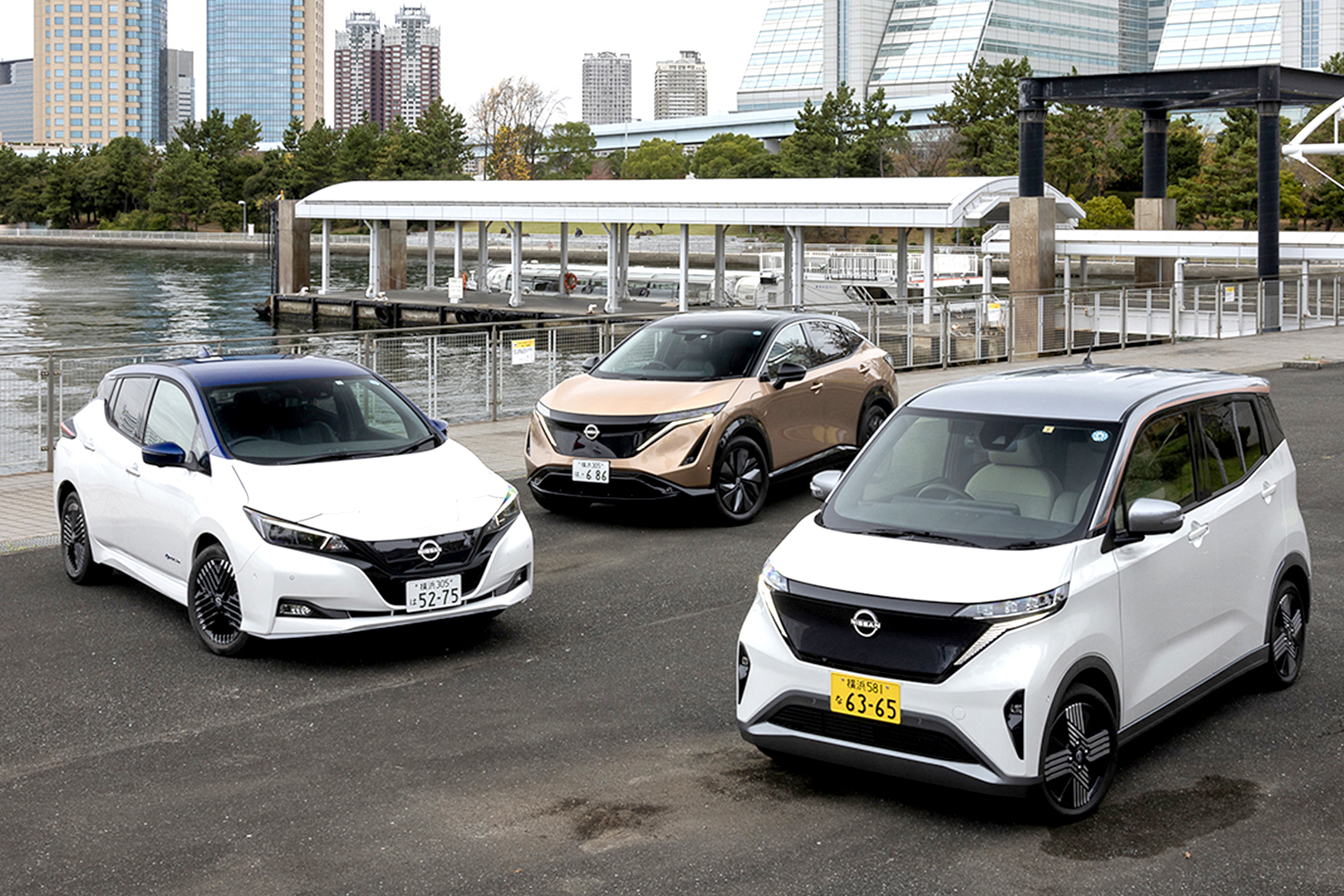 日産サクラとリーフとアリアのフロントスタイリング