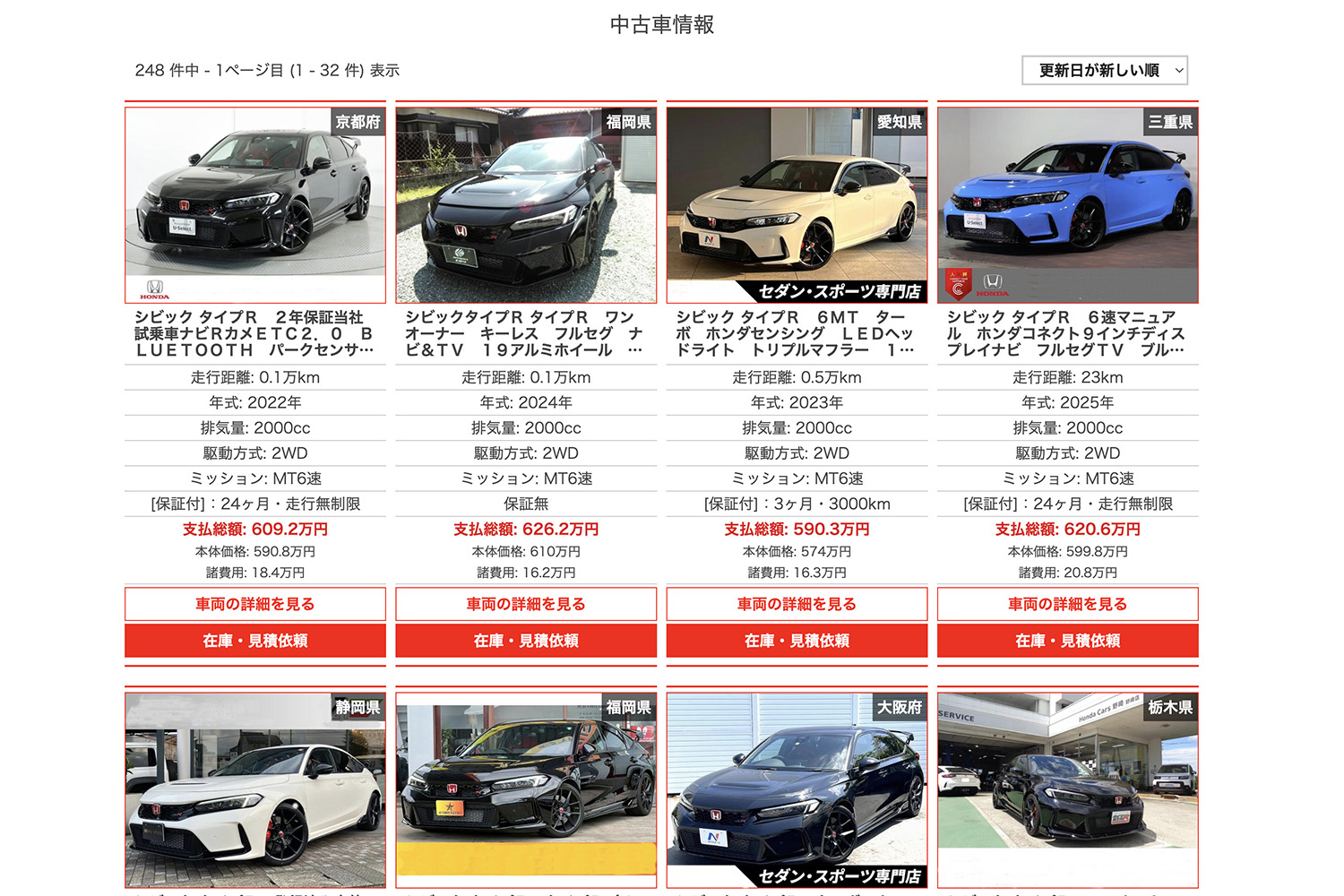 ホンダ・シビックタイプRの中古車情報