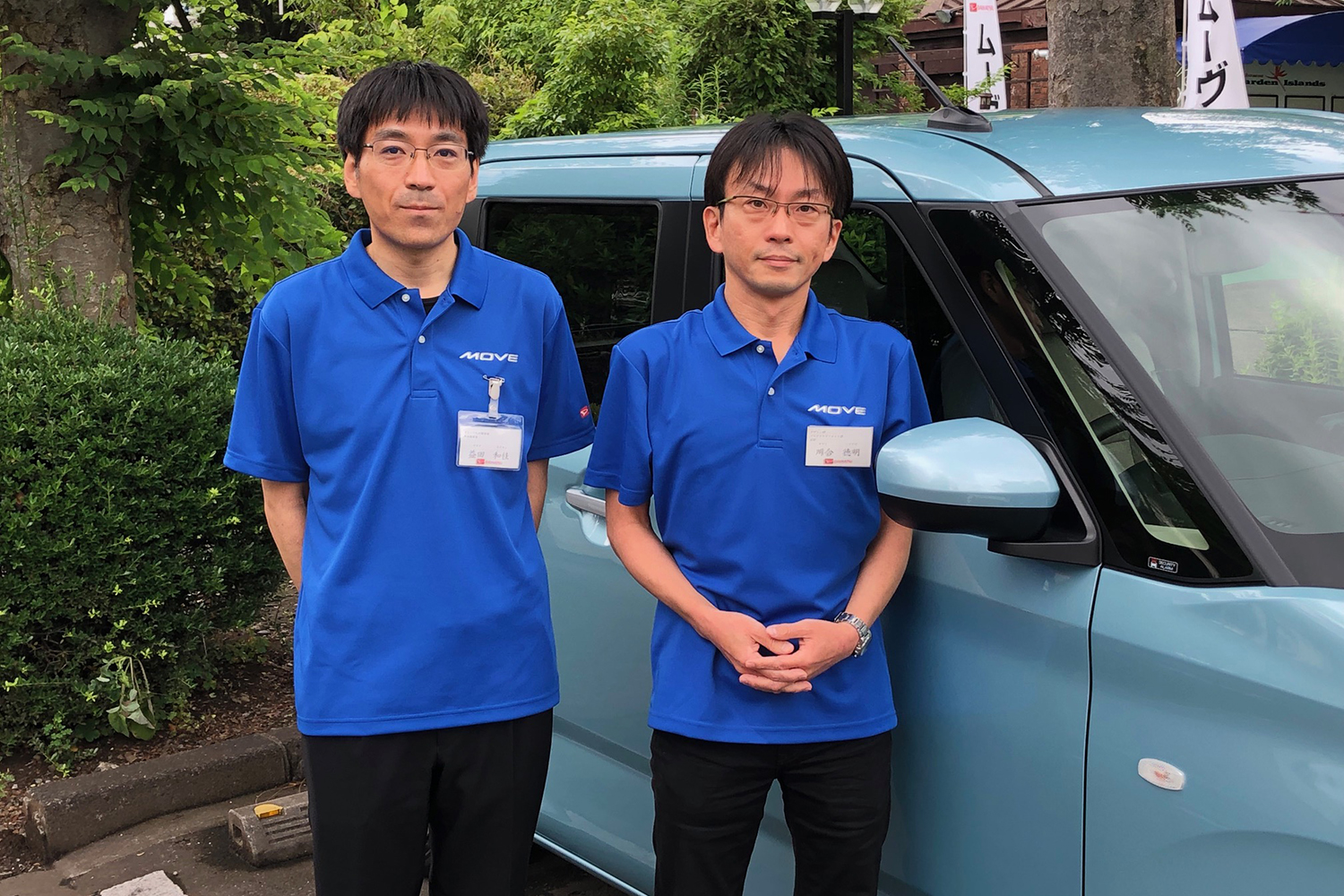 デザイン部プロダクトクリエイト室主任の川合徳明さん（写真右）と開発部車両開発室の益田和佳さん（写真左）