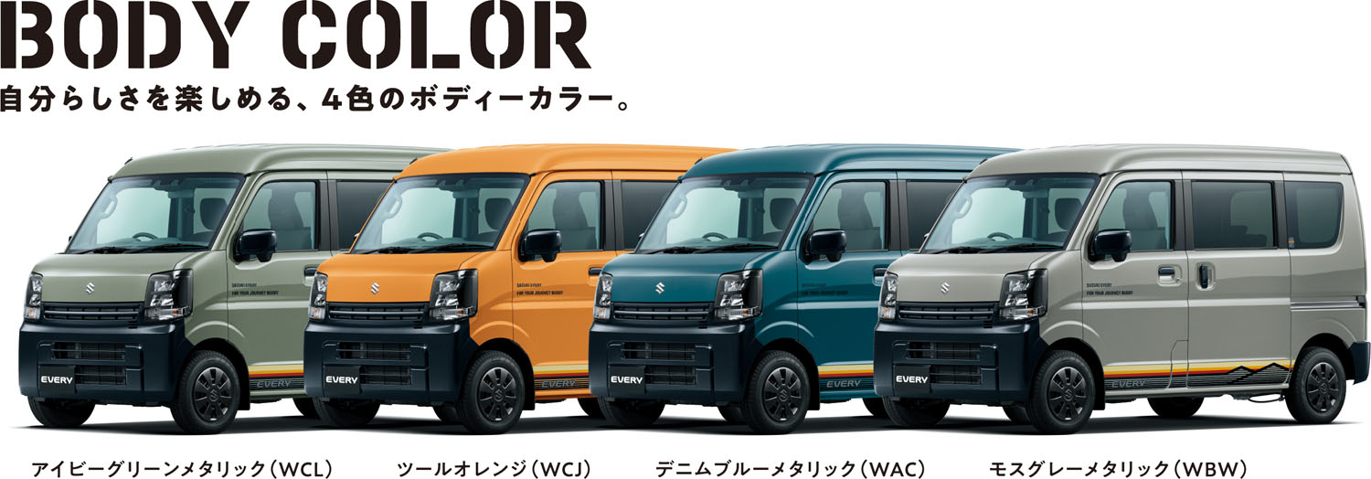 スズキ・エブリイ特別仕様車「Jリミテッド」のボディカラー