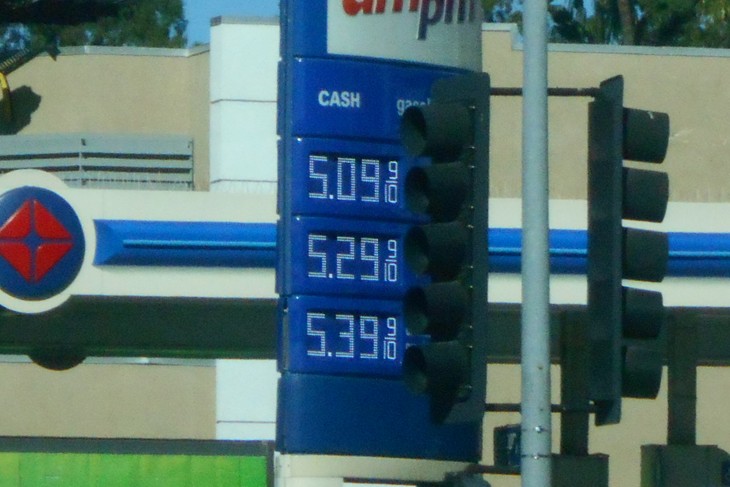 アメリカのガソリンスタンドの価格表示
