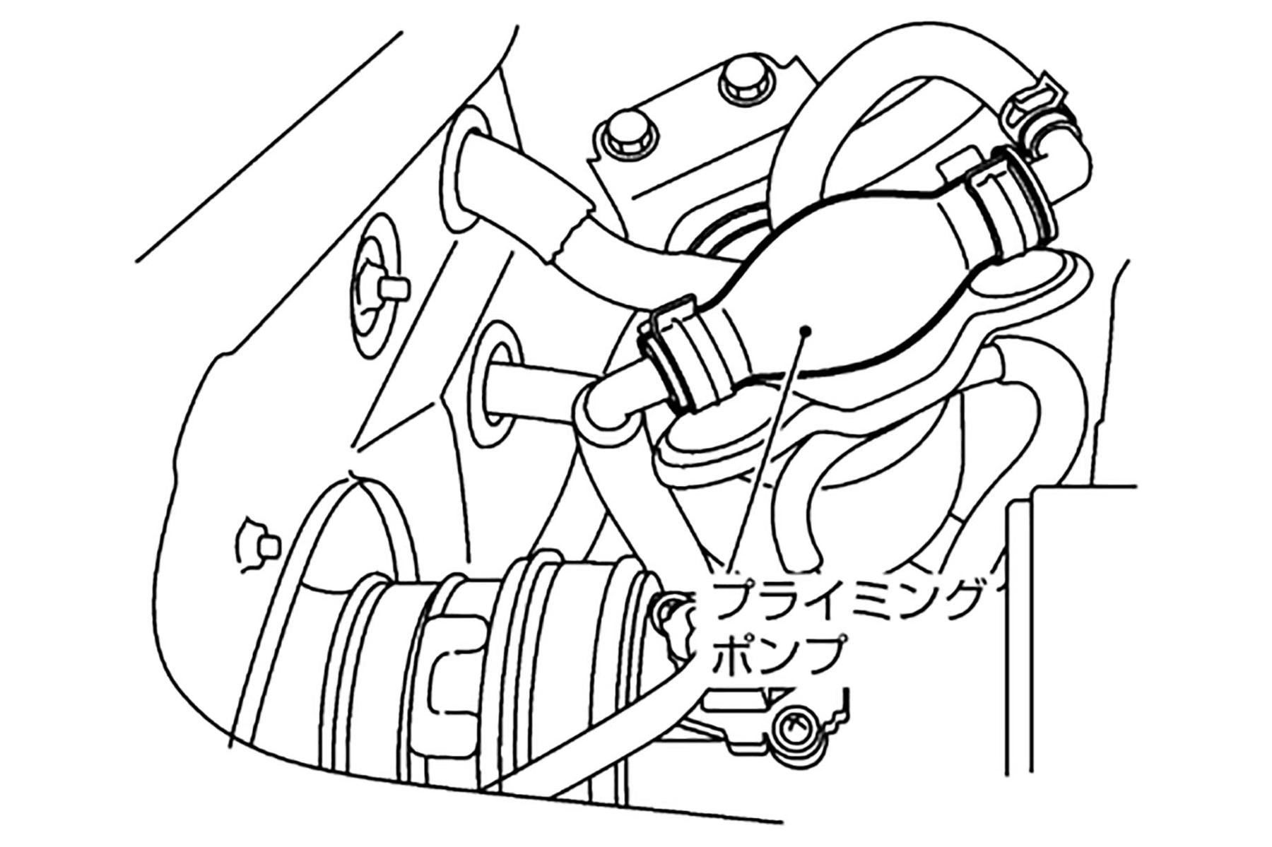 ディーゼルエンジンのプライミングポンプのイラスト