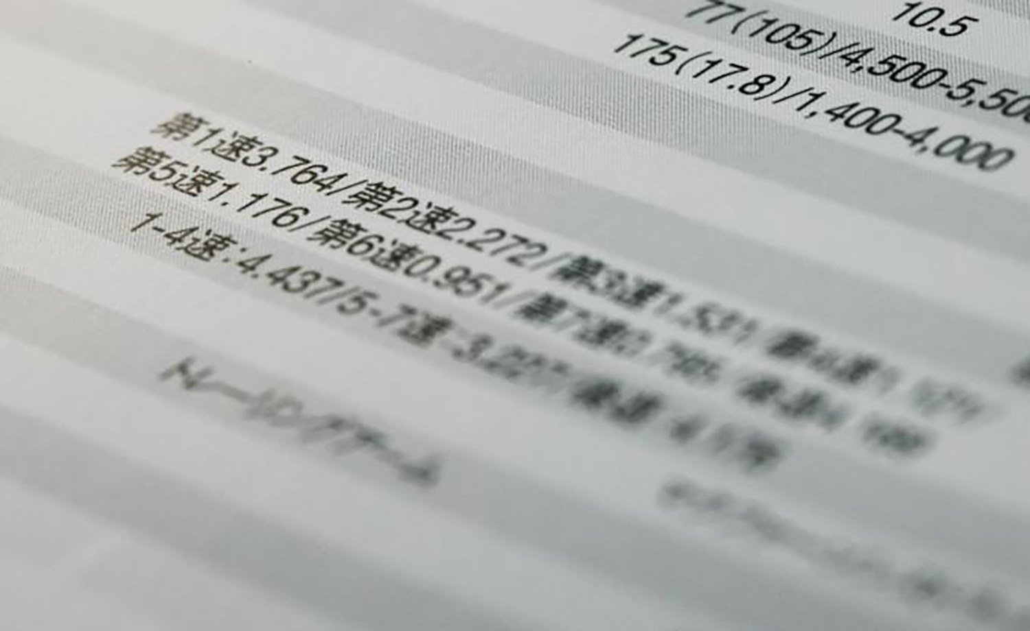 カタログに掲載されているギア比表