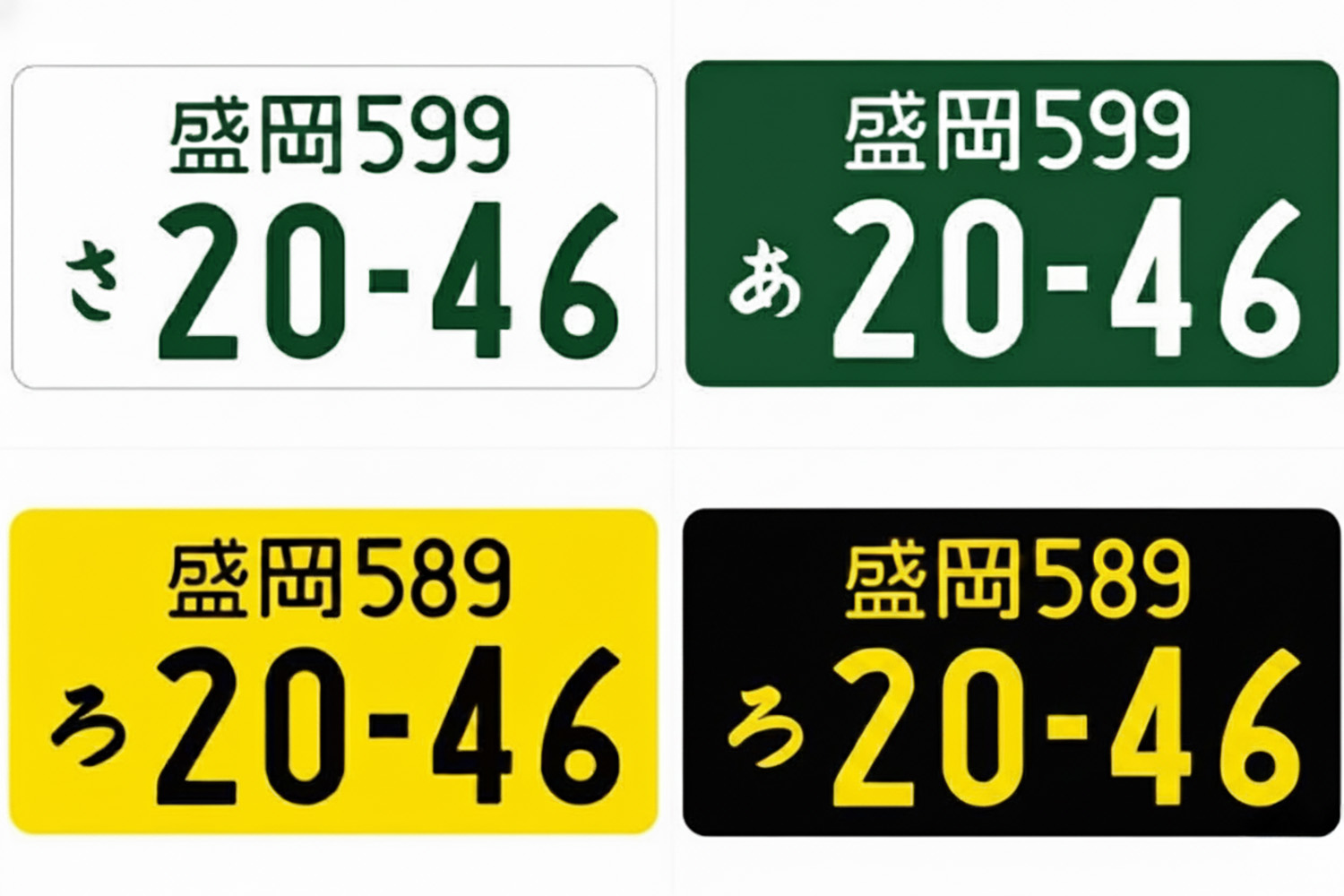 オーソドックスな4種類のナンバー