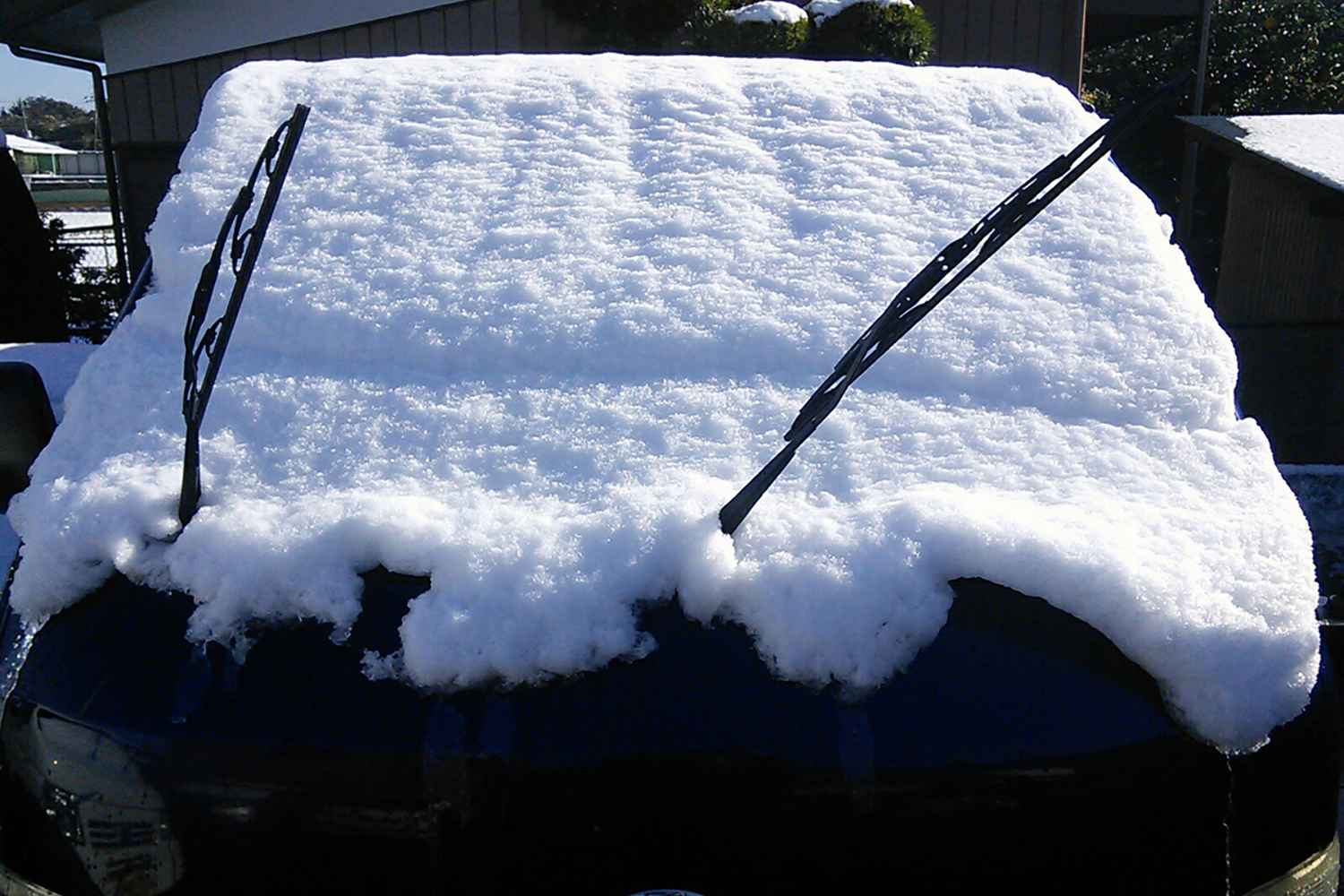 積雪時にワイパーを立てている様子