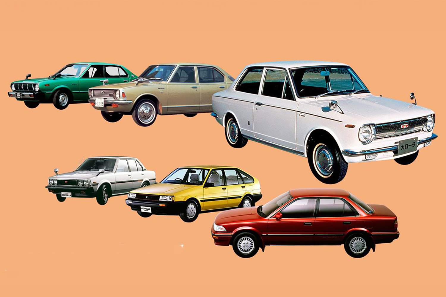初代から6代目までのトヨタ・カローラ