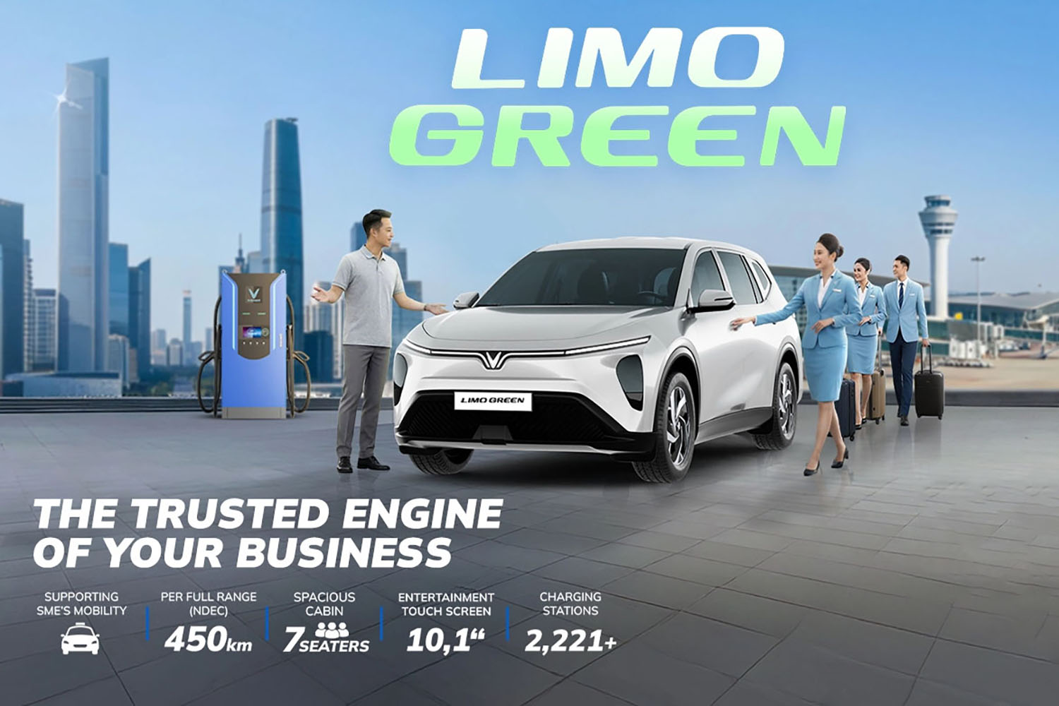 ビンファストのタクシー用車両リモグリーンの広告