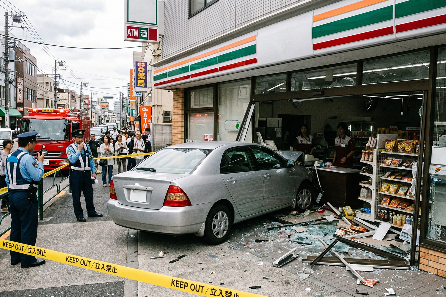 コンビニに突っ込んだクルマのイメージ