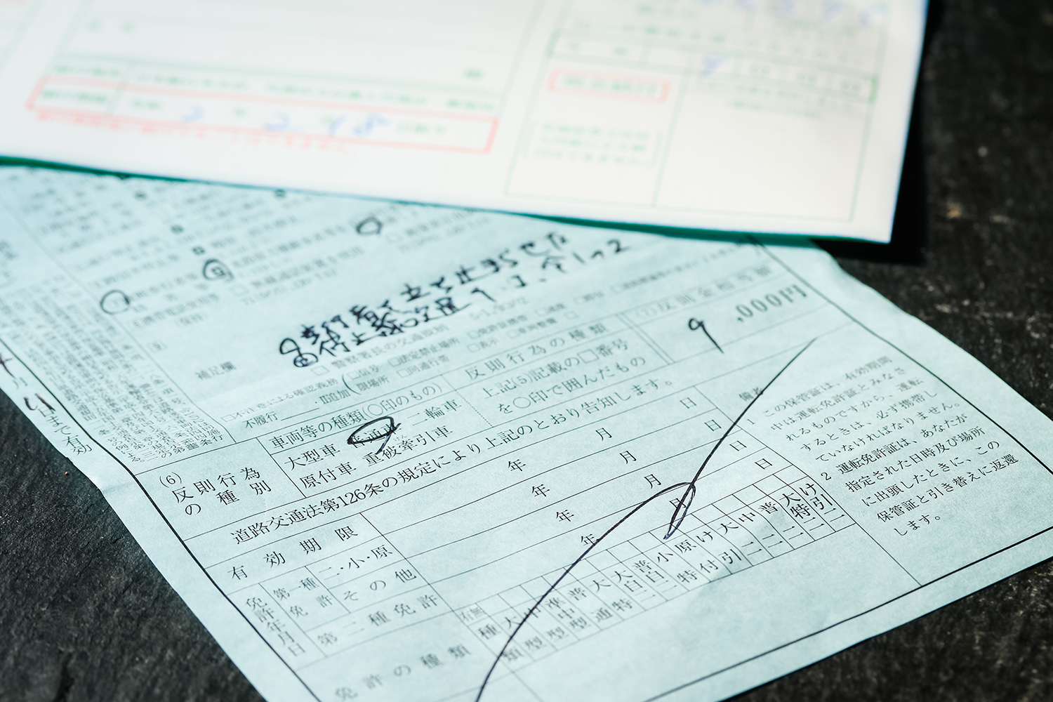交通違反の青切符