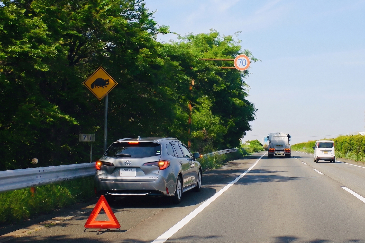 高速道路の路肩に停車した車両