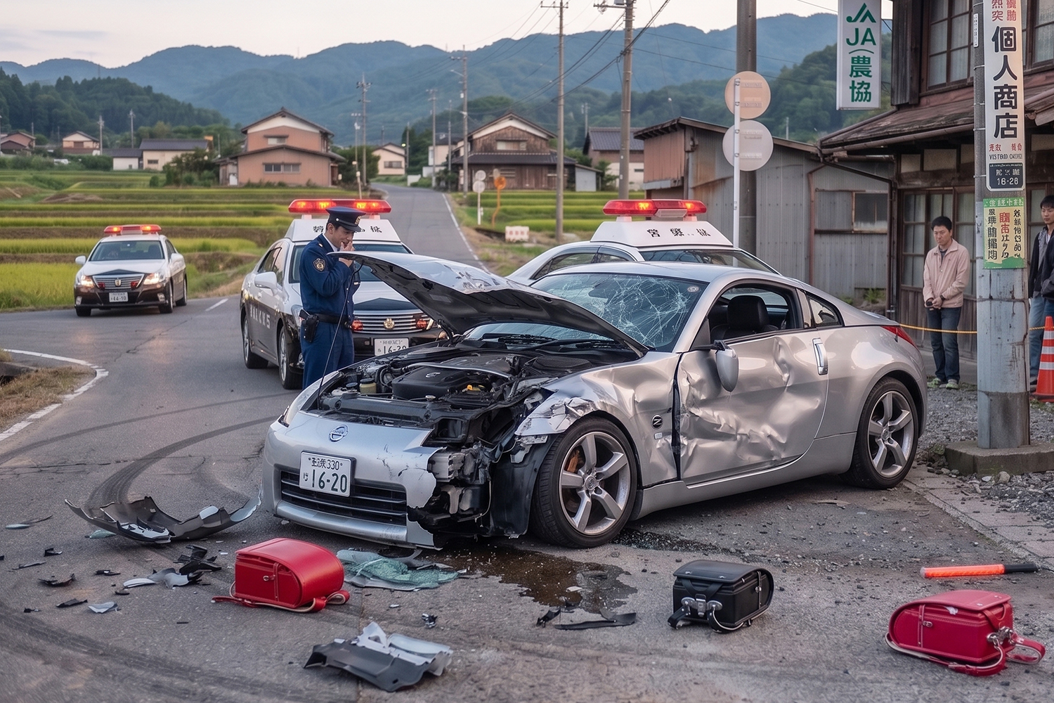 公道でドリフトして事故をしたイメージ