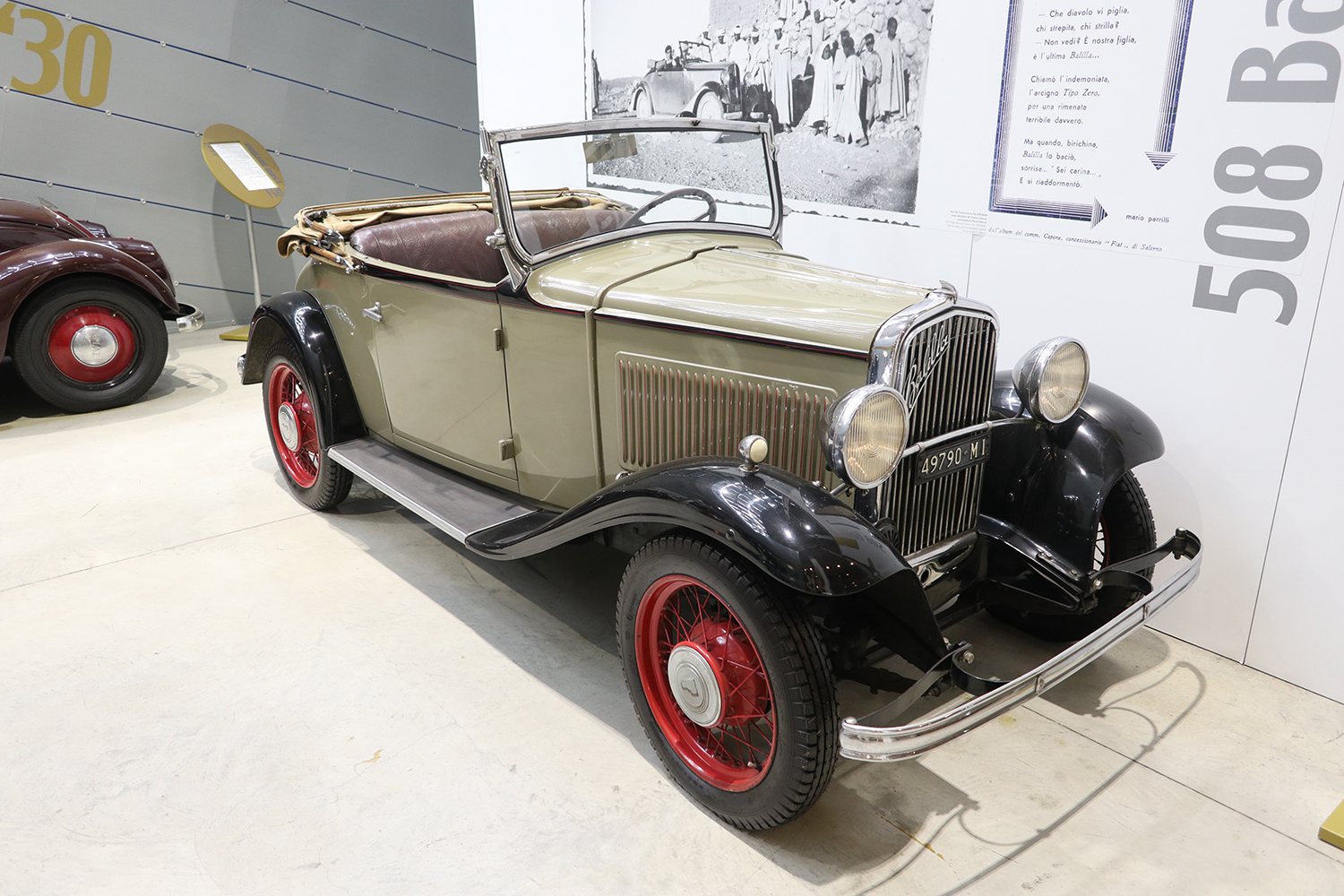 1932 FIAT 508 "Balilla" Spiderのフロントスタイリング