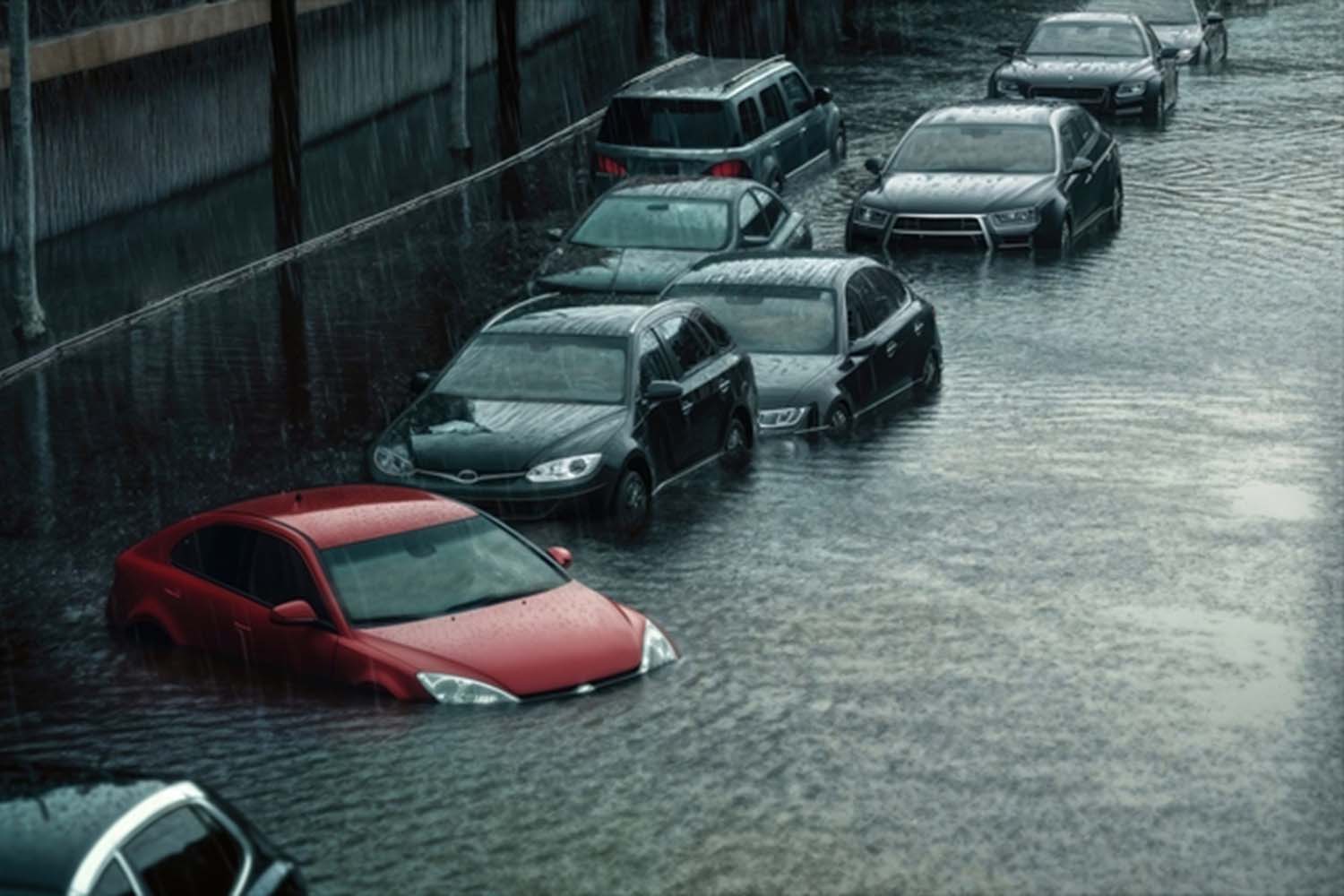 冠水した駐車場のイメージ