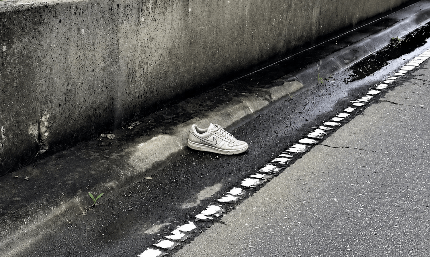 路上に落ちているスニーカー