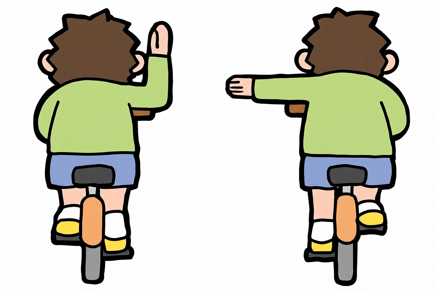 ハンドサイン（左折）を出す自転車のイメージ