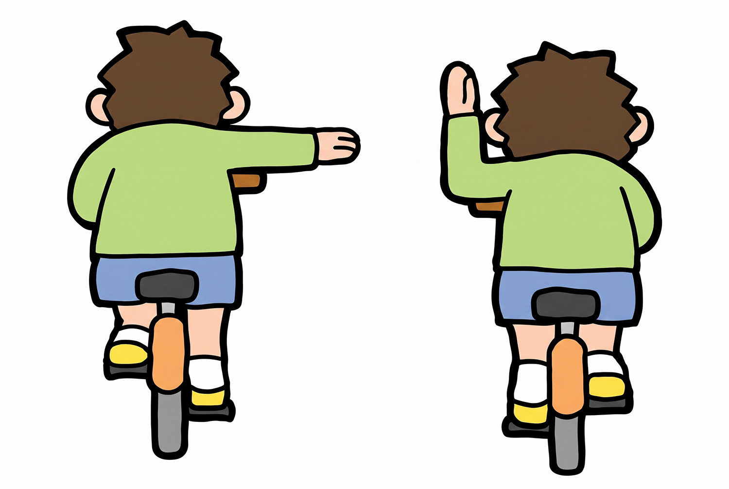 ハンドサイン（右折）を出す自転車のイメージ