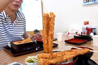 折り畳み傘サイズが２本ドォォォン!!　木更津「かもめ食堂」の穴子丼がデカすぎて感涙レベル【Ｐ専食堂】