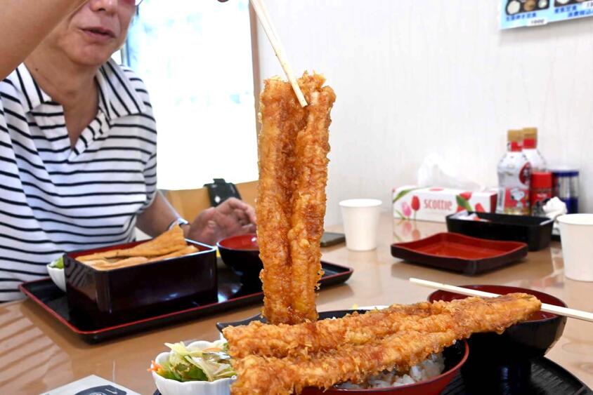 折り畳み傘サイズが２本ドォォォン!!　木更津「かもめ食堂」の穴子丼がデカすぎて感涙レベル【Ｐ専食堂】