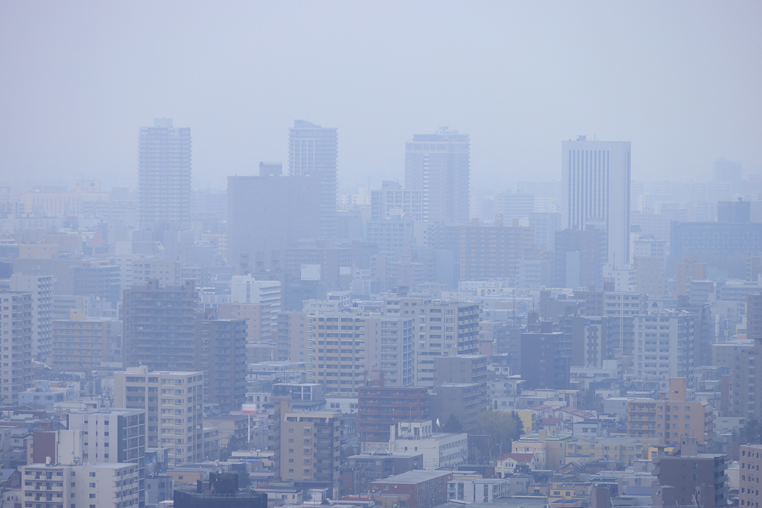 スモッグで白んだ空